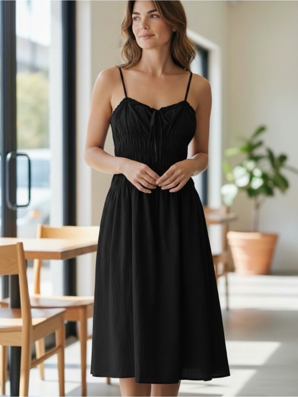 Onia Black Spaghetti Strap Dress